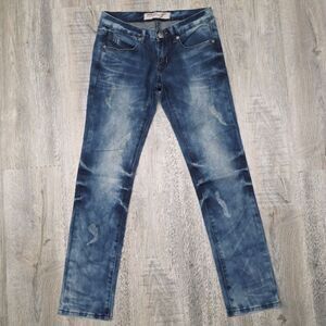 Denim Spice Acid Washed Distressed Skinny Stretch Jeans Size 27